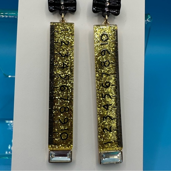 Betsey Johnson Glitter Ruler earrings NWT - Picture 5 of 6